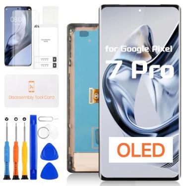 Imagem de Tela de substituição OLED para Google Pixel 7 Pro para tela LCD Google Pixel 7 Pro GP4BC GE2AE Digitalizador Touch Screen Glass Conjunto completo com ferramentas (preto com moldura, suporte para