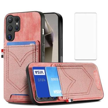 Imagem de Asuwish Capa de celular para Samsung Galaxy S23 Ultra 5G capa magnética com protetor de tela de vidro temperado e suporte de cartão de couro PU acessórios S23Ultra 23S S 23 23Ultra 17.3 cm feminino
