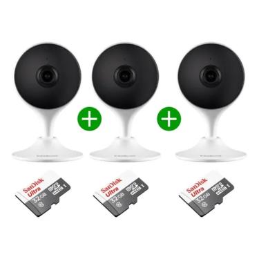 Imagem de Kit 3 Câmera Segurança Imx Wifi Fullhd Intelbras Cartão 32gb