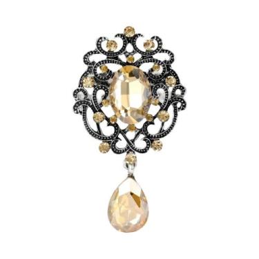Imagem de Broche De Flor Com Strass Unissex Para Mulheres, Pingente De Vidro Par