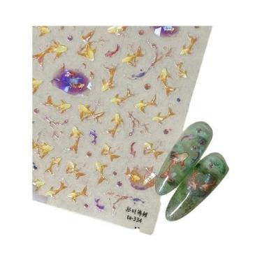 Imagem de Adesivos Coloridos De Água-Viva E Estrela-do-Mar Para Unhas, Bolhas Ar
