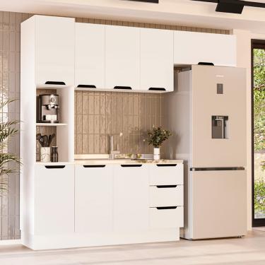 Imagem de Cozinha Modulada 4 Peças sem Pia e Rodapé Maeena Politorno - Branco