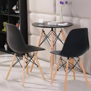 Imagem de Conjunto de Mesa Redonda 80cm com 2 Cadeiras Eiffel Preto