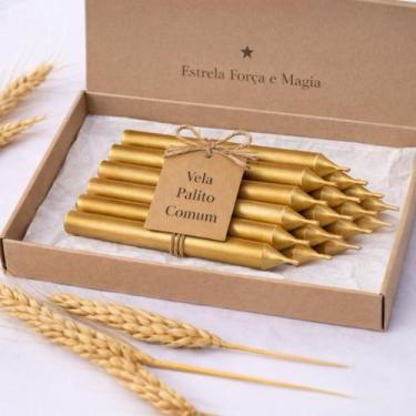 Imagem de Vela Dourada Palito Comum 1 kg  Prosperidade, Energia Positiva e Uso E