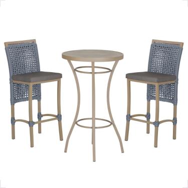 Imagem de Mesa Bistro E 2 Banquetas Roma Fendi Corda Náutica 11 Prata