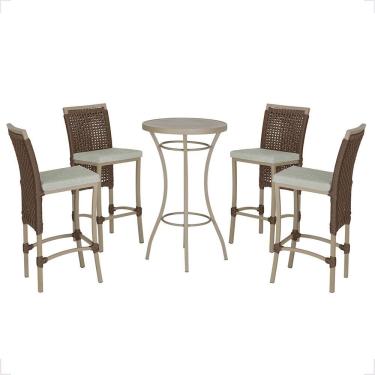 Imagem de Mesa Bistrô Com 4 Banquetas Roma Fendi Corda Náutica 3 Trama Marrom