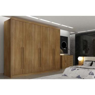 Imagem de Guarda Roupa Casal Bandeira-Himalaia Cumaru 23 6 Portas de Bater 8 Gavetas MDF com Espelho Novo Horizonte