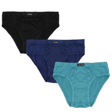 Imagem de Kit 3 Cueca Basica Slip Tradicional Cores Sortidas - California, M