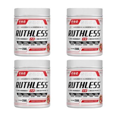 Imagem de Kit 4 Ruthless 2.0 Pré-treino Sabor Morango 4x250g FNB Sport Nutrition-Unissex