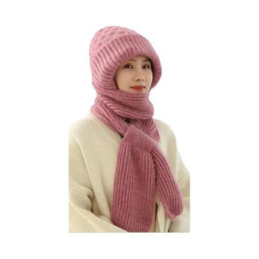 Imagem de Conjunto De Gorro E Cachecol De Inverno Para Mulheres, Proteção Contra