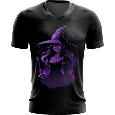 Imagem de Camiseta Gola V Bruxa Halloween Púrpura Festa 8 - Kasubeck Store, Baby