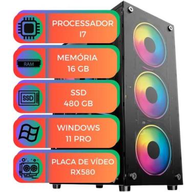 Imagem de PC Gamer Up Starter Pro V2 I7 16GB RAM SSD 480GB Placa de Video RX580 