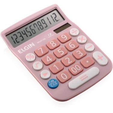 Imagem de Calculadora de Mesa 12 DIG. Visor LCD SOL/BAT Rosa - ELGIN