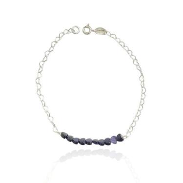 Imagem de Pulseira Coração Pedra Estrela 18cm Prata Legítima 925 - Lojas La&Ny, 