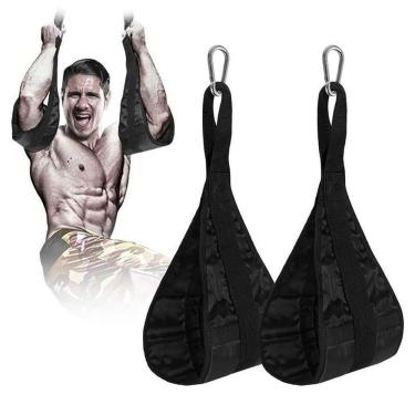 Imagem de Kit 2 Cintas Suporte de Braço Ab para Treino Abdominal com Mosquetão de Metal e Alça de Nylon 130kg