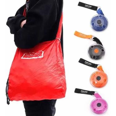 Imagem de Bolsa Sacola Ecológica Dobrável Rolo de Compras em Nylon Retrátil 40CM X 33CM Shopmix