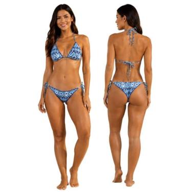 Imagem de Biquíni Feminino Cortininha Calcinha Amarra lateral e Empina Bumbum - 