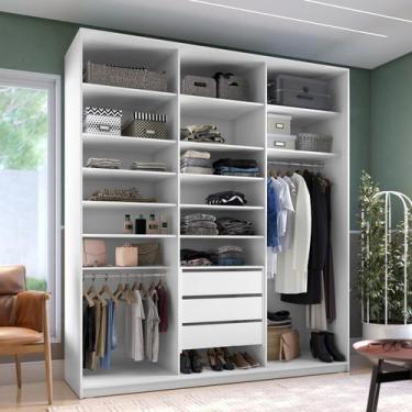 Imagem de Closet Casal 100% MDF BP 208,5cm 3 Gavetas Sion Branco - RR Móveis