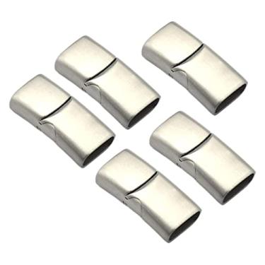 Imagem de Newmind 5 peças de fechos magnéticos para joias, fecho de fivela, cordão de couro plano, acessórios para chaveiros - prata P