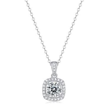 Imagem de xinghaikuajing Colar feminino Tianan Shopping S925 prata moissanite pingente redondo bolo colar corrente colar colar 875 colar (sem caixa)