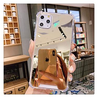 Imagem de Capa de telefone à prova de choque para espelho de maquiagem para iphone 13 12 11 pro max x xr xs max capa de airbag para iphone 7 8 6 plus se2, ouro, para iphone13