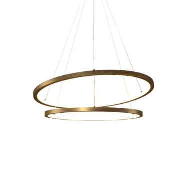 Imagem de Lustre Pendente Orluce Tabat OR1750 com 2 Aros 50/40cm Dourado Led Bivolt