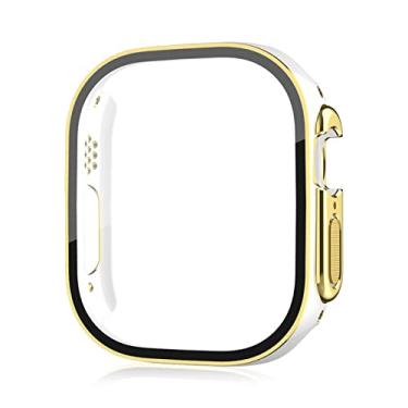 Imagem de SDUTIO para Apple Watch Ultra 49mm smartwatch protetor de tela PC vidro capa pára-choques acessórios temperados série iwatch ultra 49 mm (cor: platina, tamanho: ultra 49mm)