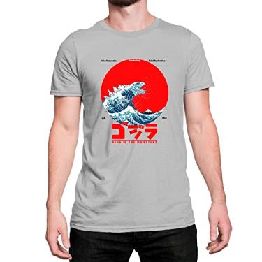 Imagem de Camiseta T-Shirt Godzilla A grande Onda de Kanagawa Cor:Cinza;Tamanho:P