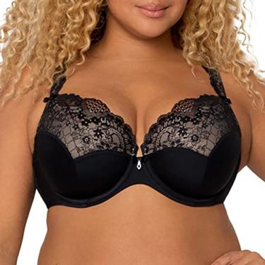 Imagem de Curvy Couture Tulipa feminina sexy renda plus size push up, Preto, 36DDD