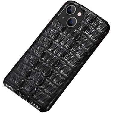 Imagem de HAZELS Capa para Apple iPhone 13 Mini (2021) 5,4 polegadas, capa de telefone traseira respirável à prova de choque de pele de crocodilo [proteção de tela e câmera] (cor: barbatana traseira)