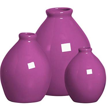 Imagem de Trio De Vasos Bojudos Ceramicas Pegorin Orquidea