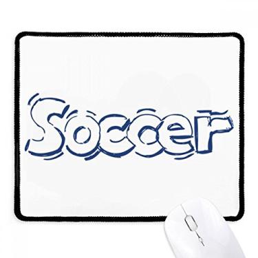 Imagem de Mousepad de futebol azul com estampa frontal e borda costurada, tapete de borracha para jogos