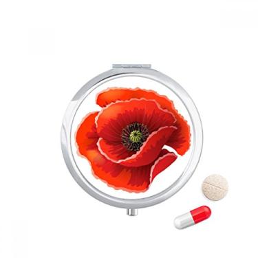 Imagem de Caixa de armazenamento de remédios com pintura de flor vermelha