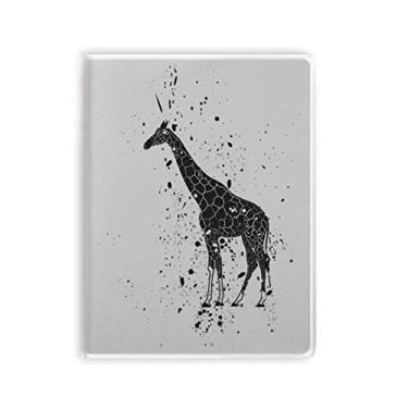 Imagem de Caderno de desenho de girafa, desenho animal, cinza, capa de goma
