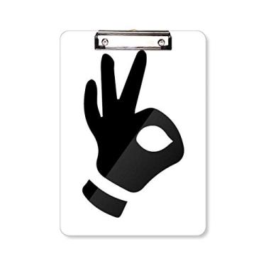 Imagem de OK Gesture Silhouette Padrão Prancheta Pasta Bloco de Escrita Placa de Apoio A4