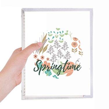 Imagem de Caderno de pintura de plantas com flores brancas laranjas, agenda de folhas soltas recarregável
