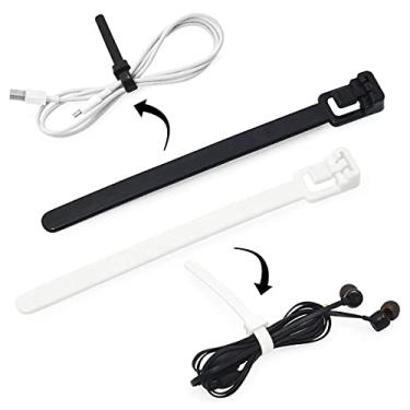 Imagem de Organizador de Cabos e Fios Preto e Branco 15 peças