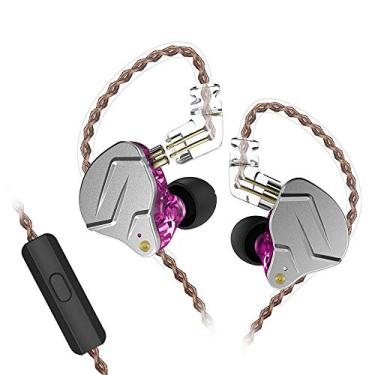 Imagem de erjigo Fones de ouvido intra-auriculares KZ ZSN Pro Dynamic Hybrid Dual Driver in Ear Fones de ouvido removíveis sem emaranhados com cabo Músicos intra-auriculares (roxo com microfone)