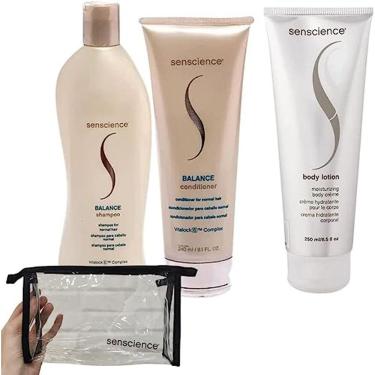 Imagem de Kit Senscience Balance Shampoo 280ml + Condicionador 240ml + Ganhe: Body Lotion 250ml e Necessaire