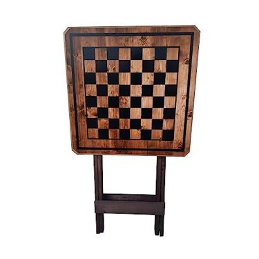 Imagem de Mesa De Jogos Dobrável De Madeira Xadrez E Damas Adesivada
