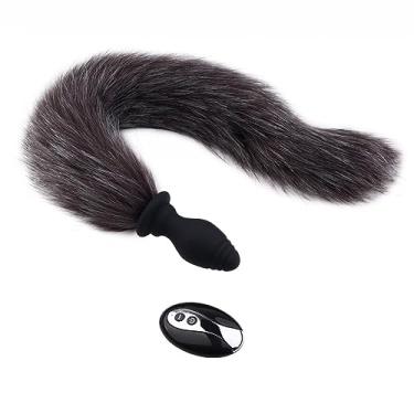 Imagem de Vibrador Plug Anal Dildo Com Controle Remoto Sem Fio Estimulador do Ponto G Adulto 10 Velocidades Sexuais (Preto)