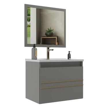 Imagem de Gabinete Banheiro 60cm com Cuba e Espelheira Multimóveis Cr10103 Cimento