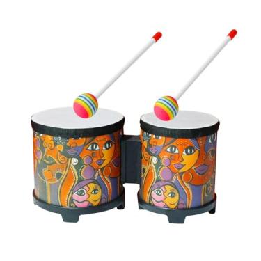 Imagem de Fancyes Conjunto de bateria Bongo para adultos, crianças, profissionais iniciantes, instrumentos de percussão ajustáveis de 5 e 6 polegadas, Face