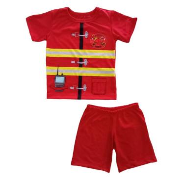 Imagem de Conjunto Infantil Fantasia Bombeiro Camiseta e Short