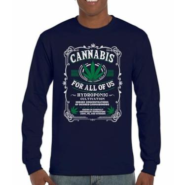 Imagem de Camiseta de manga comprida Cannabis for All 420 Weed Leaf Smoking Marijuana Legalize Pot Funny High Stoner Humor Pothead, Azul marinho, M