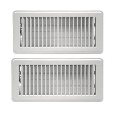 Imagem de Rocky Mountain Goods Tampa de ventilação para piso doméstico 10 cm x 30 cm (pacote branco com 2) - Metal resistente - Saídas de ar de registro de piso andáveis - Fluxo de ar de fácil ajuste
