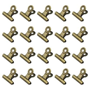 Imagem de YETOOME 20 clipes de metal para fichário de buldogue, clipes de papel de dobradiça de 3 cm para sacos de comida, fotos, artesanato, material de escritório doméstico (Bronze)