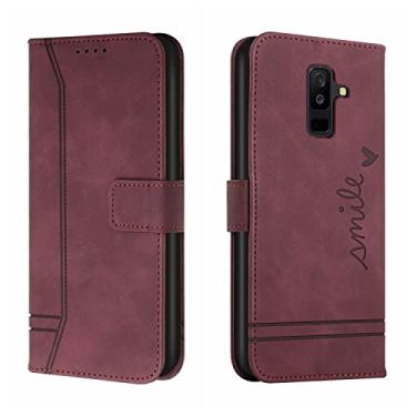 Imagem de Capa compatível com Samsung Galaxy A6 Plus/A6+/A9 Star Lite/J8 2018 capa carteira, à prova de choque, capa protetora de TPU à prova de choque, capa de telefone de couro PU flip magnética capa de couro