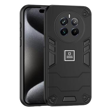 Imagem de Kukoufey Capa de telefone compatível com Realme 12+ 5G, compatível com Realme 12 Plus 5G RMX3867, capa protetora 2 em 1 de camada dupla TPU à prova de quedas + PC preta