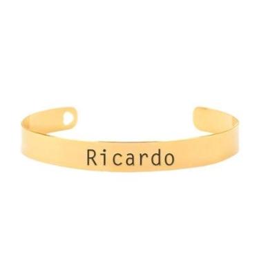 Imagem de Bracelete Personalizado Gravação Nome Ricardo Banhado Ouro 18K - 999003115-Feminino